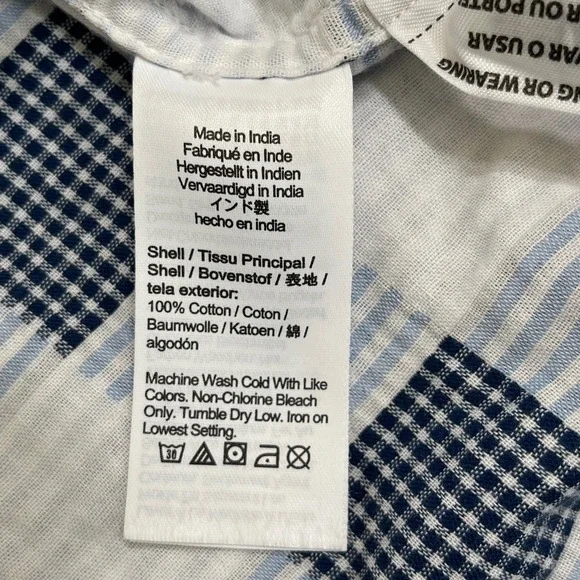 J.Crew Slim Fit Short Sleeve Button Down Shirt Blue Checkered Mens L Cotton - Picture 6 of 9